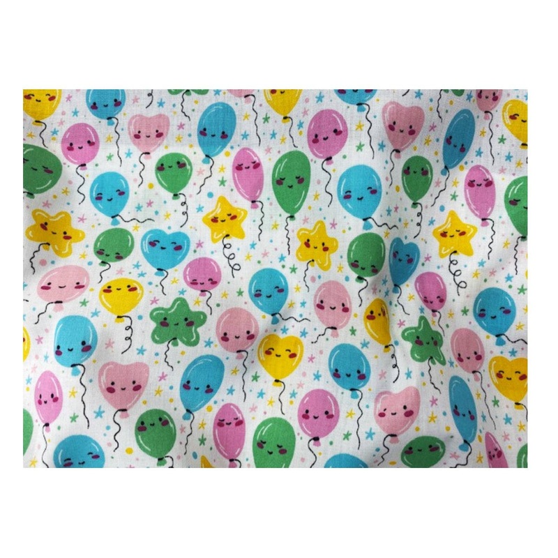 Party Balloons  – Poly/Cotton Print White/Multi