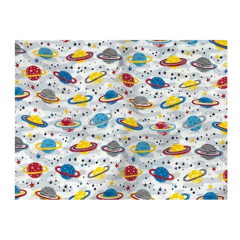 Planets  – Poly/Cotton Print White/Multi