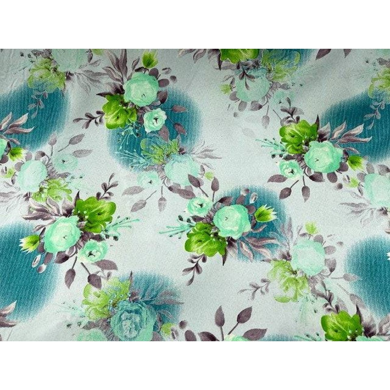 Rose Petal – Clearance Printed Crepe Aqua