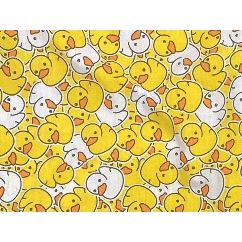 Rubber Bathtime Ducks  – Poly/Cotton Print Yellow