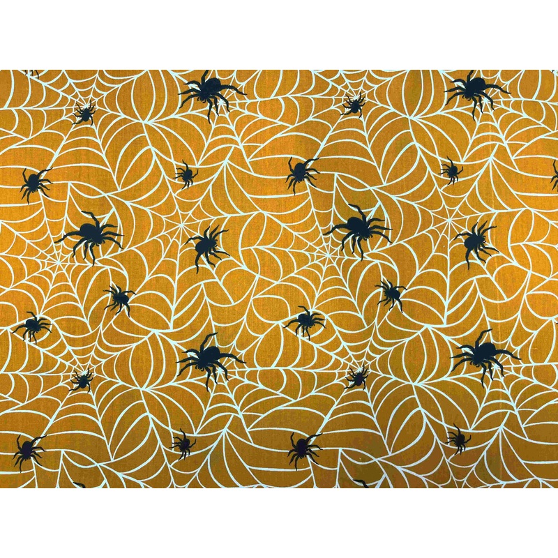 Spider’s Web – Halloween Poly/Cotton Print Orange