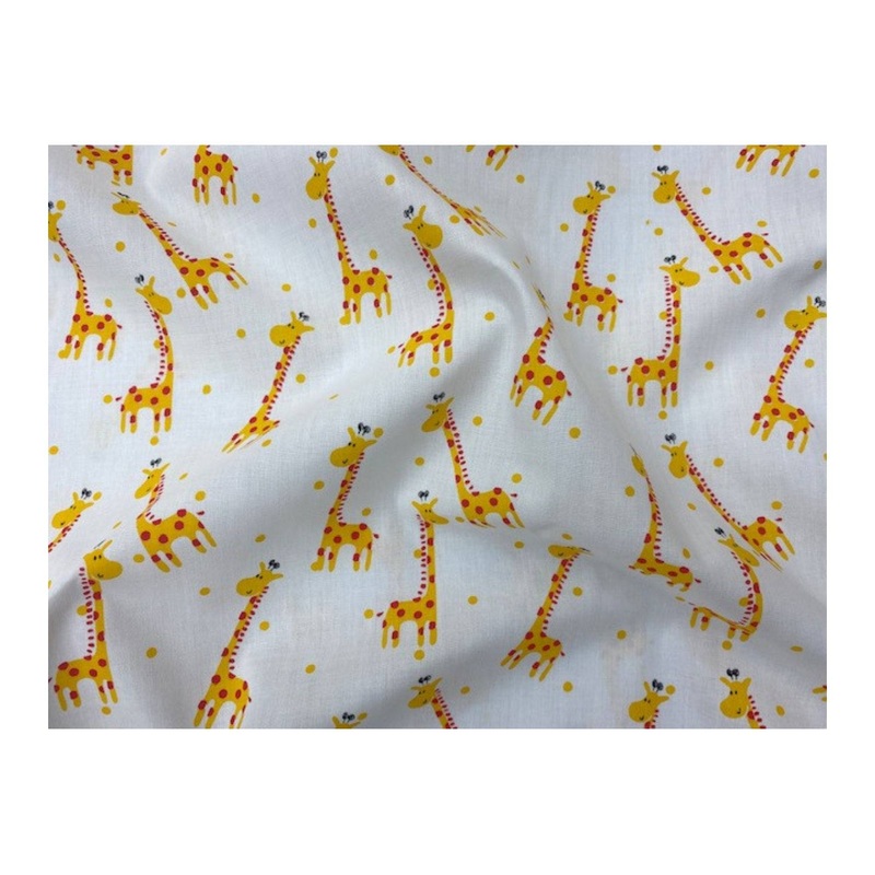 Spotty Giraffe  – Poly/Cotton Print White/Yellow