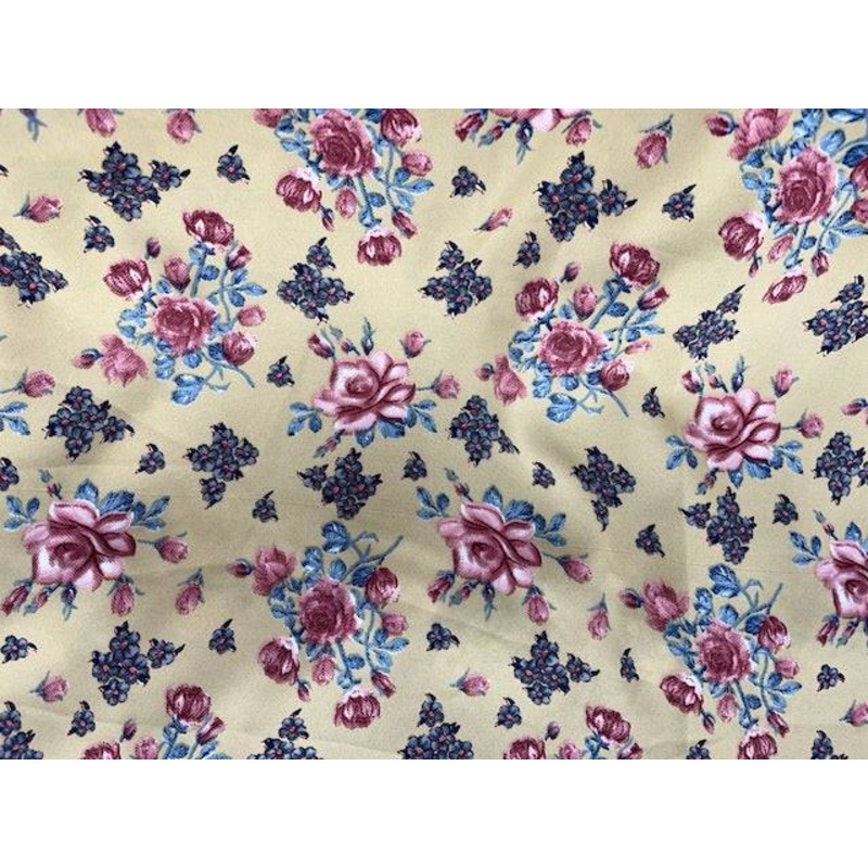 Vintage Floral – Clearance Printed Crepe Beige