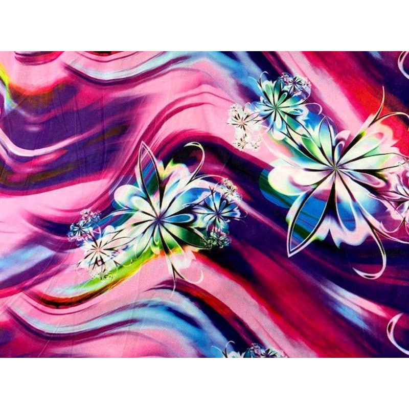 Floral Border Printed Jersey Pink