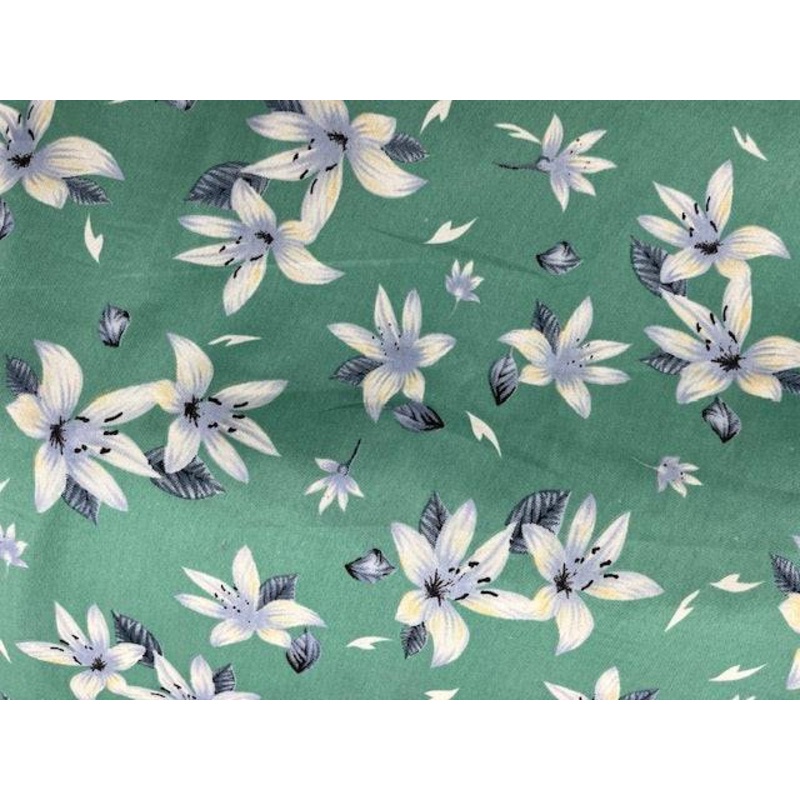 Fresh Lillies – Clearance Printed Crepe Green
