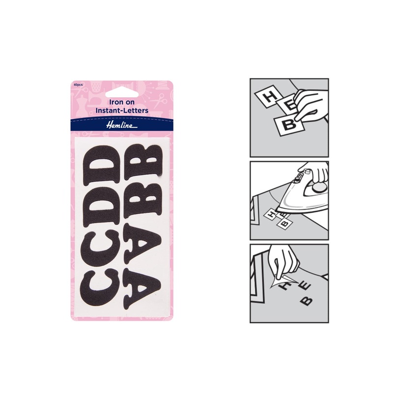 Iron On Instant Letters – 40 Pieces Black