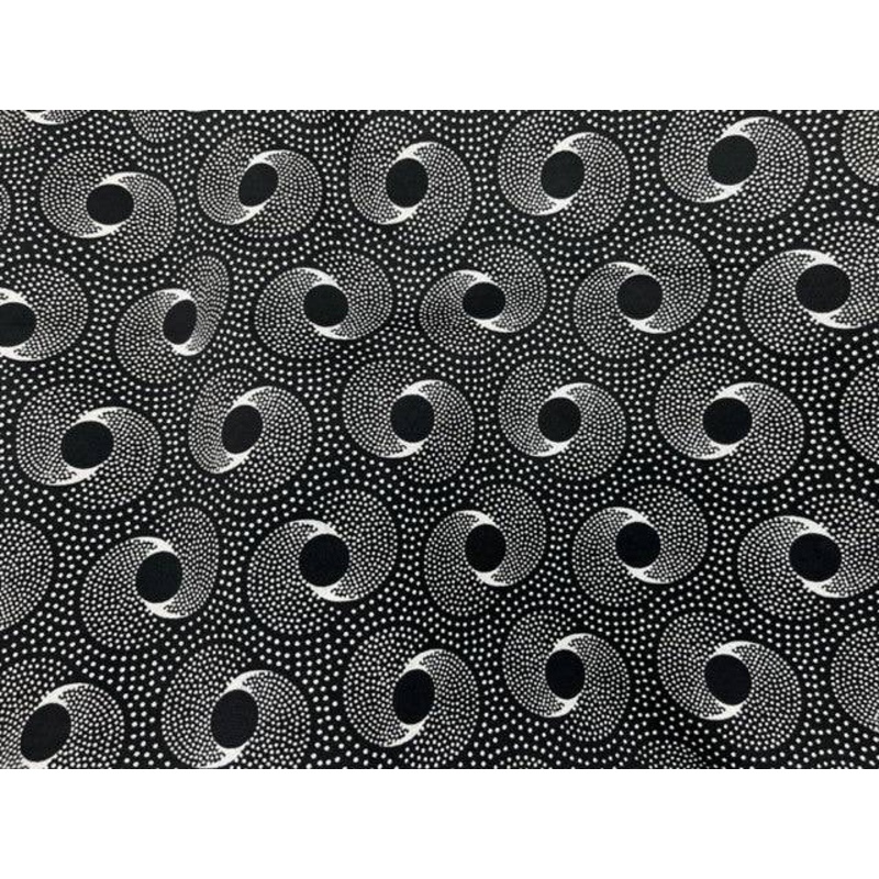 Retro Dots – Clearance Printed Crepe Black