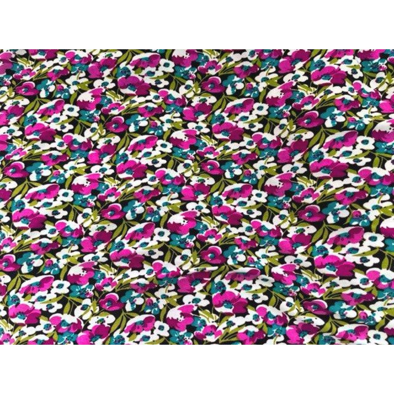 Small Floral Printed Jersey Cerise