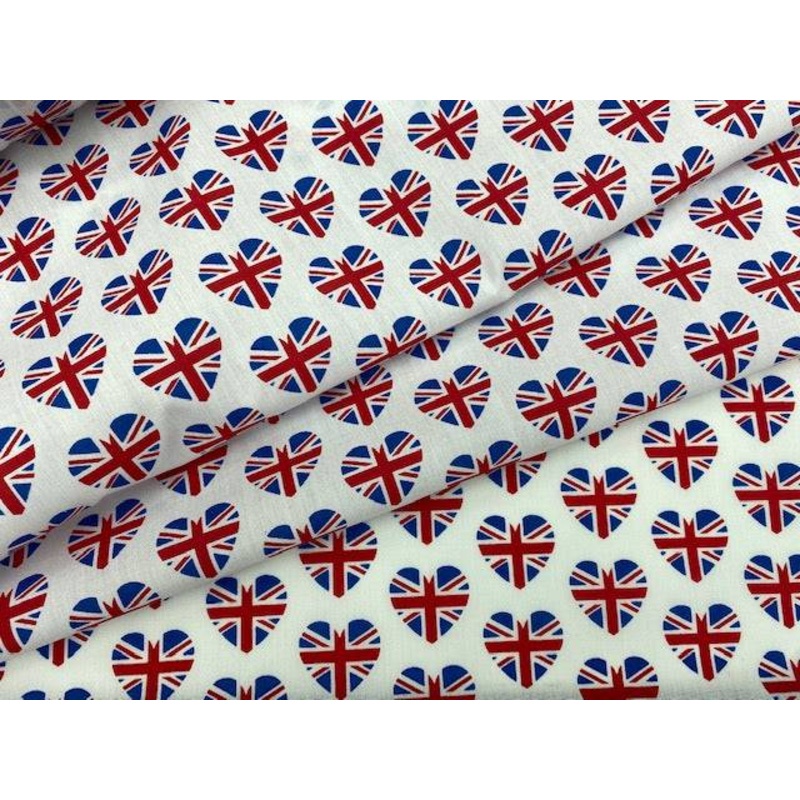 Union Jack Hearts – Poly/Cotton Print