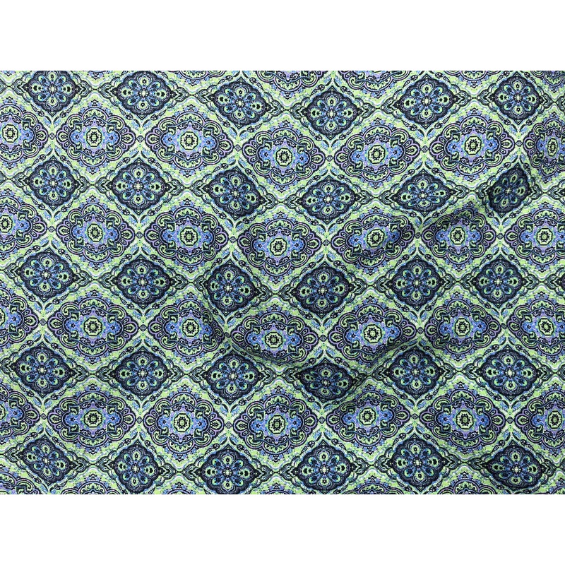 Green Blue Faux Silk Crepe Green/Blue