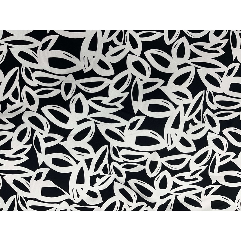 Modern Petals – Printed Moss Crepe Black
