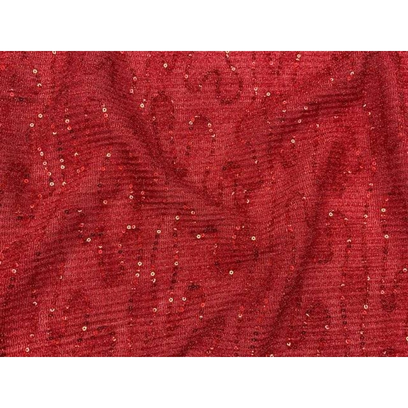 Ribbed Sequin Jersey Knit Red