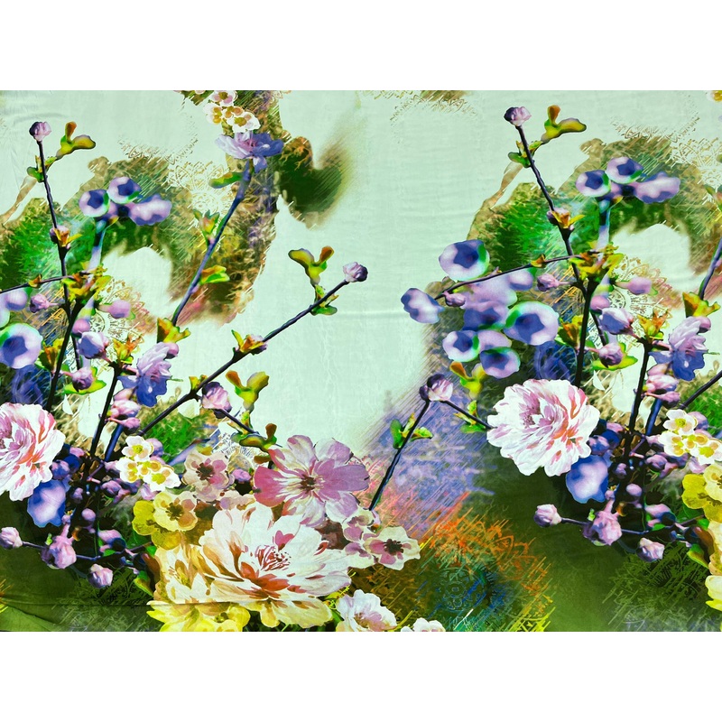 Zinnia  – Printed Jersey Fabric Green