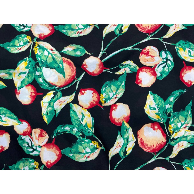 Black Bold Floral – Clearance Printed Crepe Fabric Black