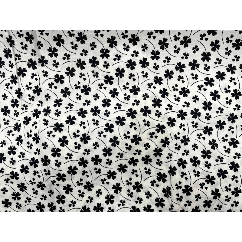Black White Daisy – Clearance Printed Crepe Fabric White/Black