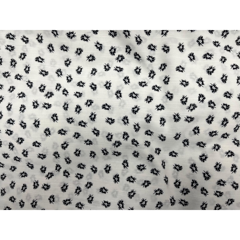 Black White Ditsy  – Clearance Printed Crepe Fabric White/Black