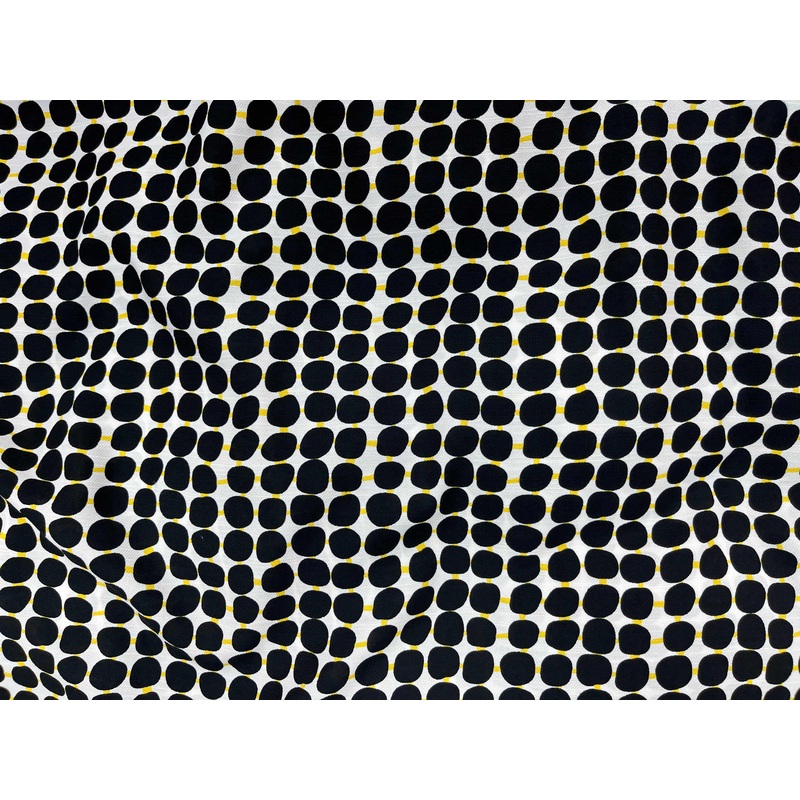 Black Yellow Retro – Clearance Printed Crepe Fabric Black
