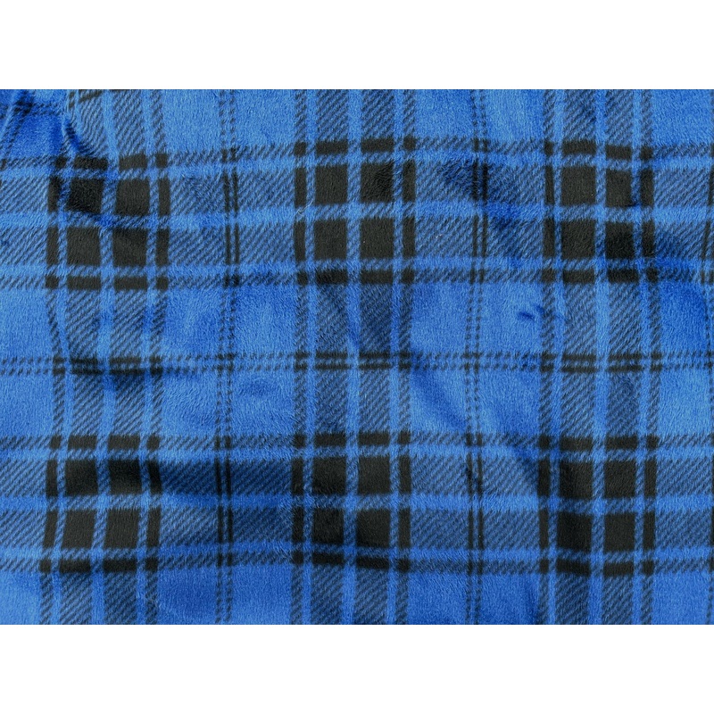 Blue Tartan – Minky Fleece Fabric Blue