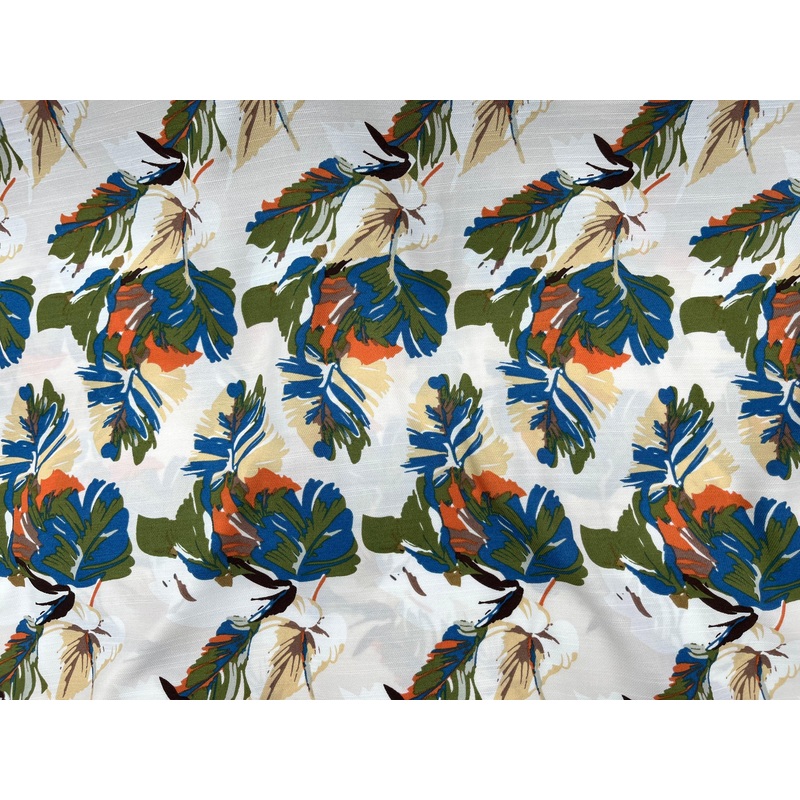 Bold Leaf – Clearance Printed Crepe Fabric Ivory