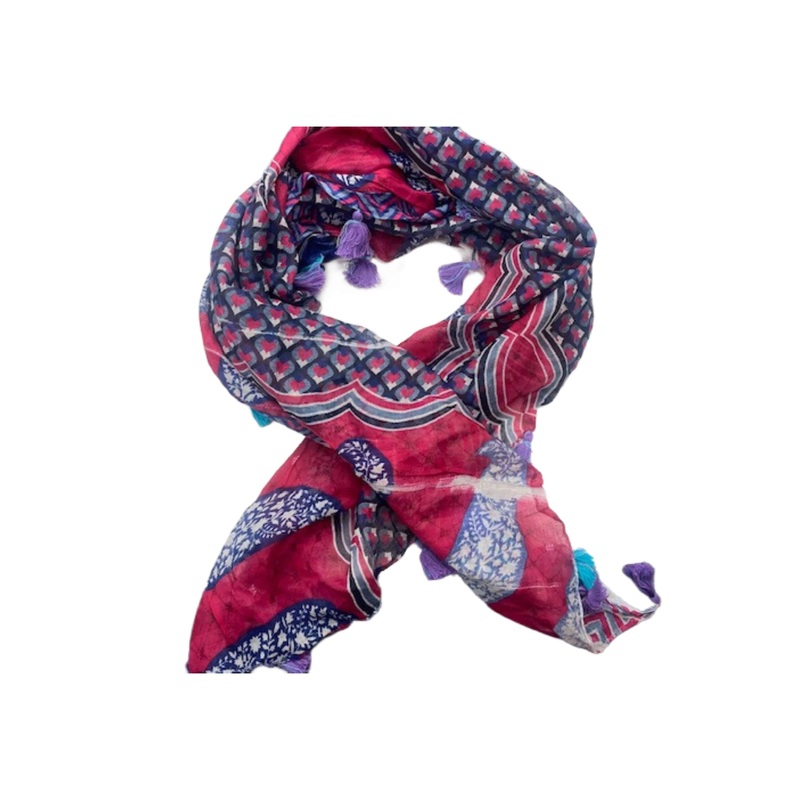 Cerise Heart  –  Ethnic Square Scarf (DEFECT)