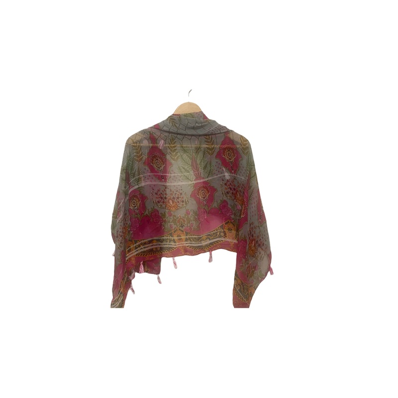 Chiffon Square Scarf – Grey/Cerise (PRINT DEFECT)