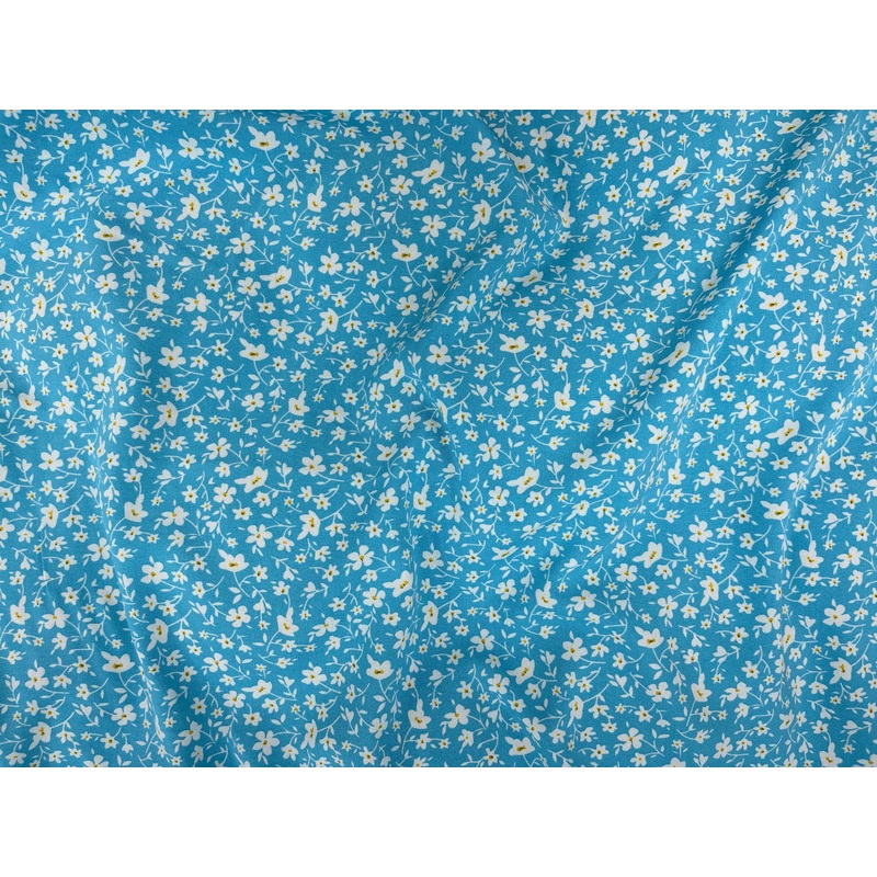 Ditsy Floral – Printed Crepe Fabric Aqua