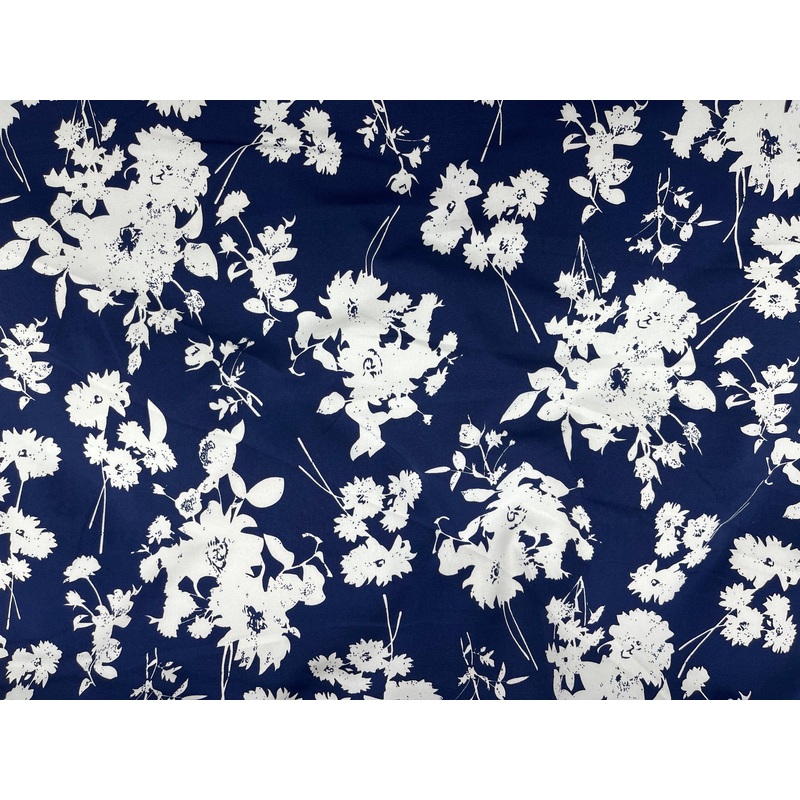 Floral Haze – Printed Crepe Fabric Navy