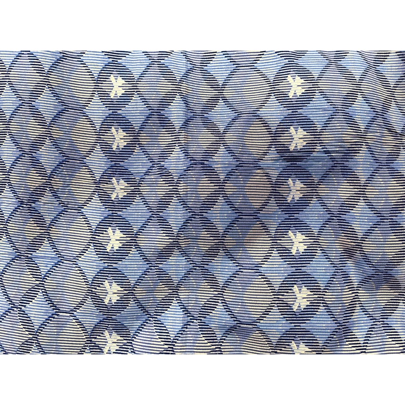 Geo Circles – Clearance Printed Crepe Blue