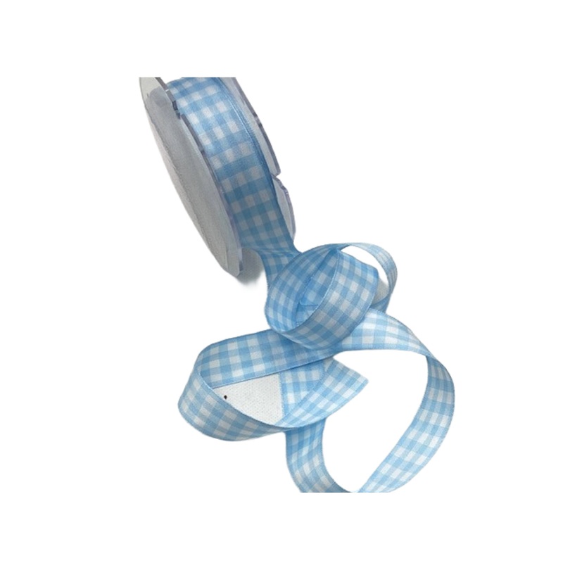 Gingham Ribbon – Pale Blue 21mm 21mm