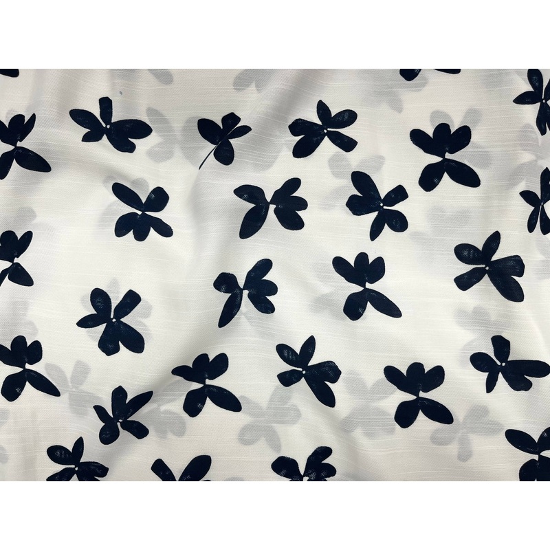 Ivory Blue  – Clearance Printed Crepe Fabric Ivory/Blue