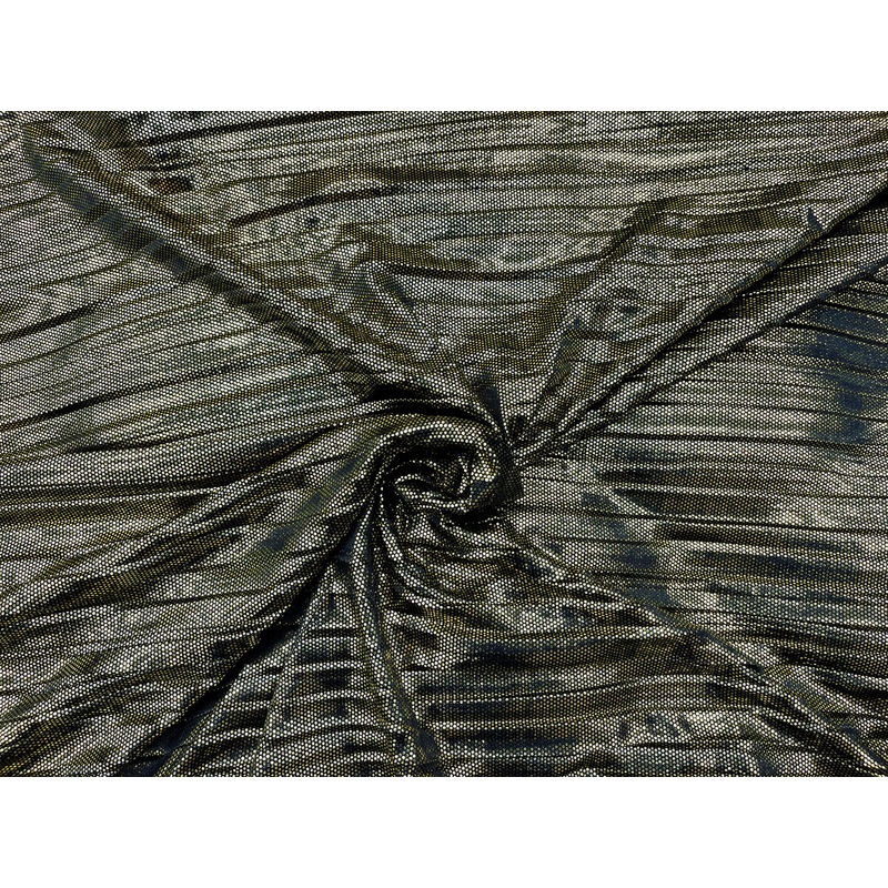 Metallic Pleated Jersey Knit Fabric Black/Gold