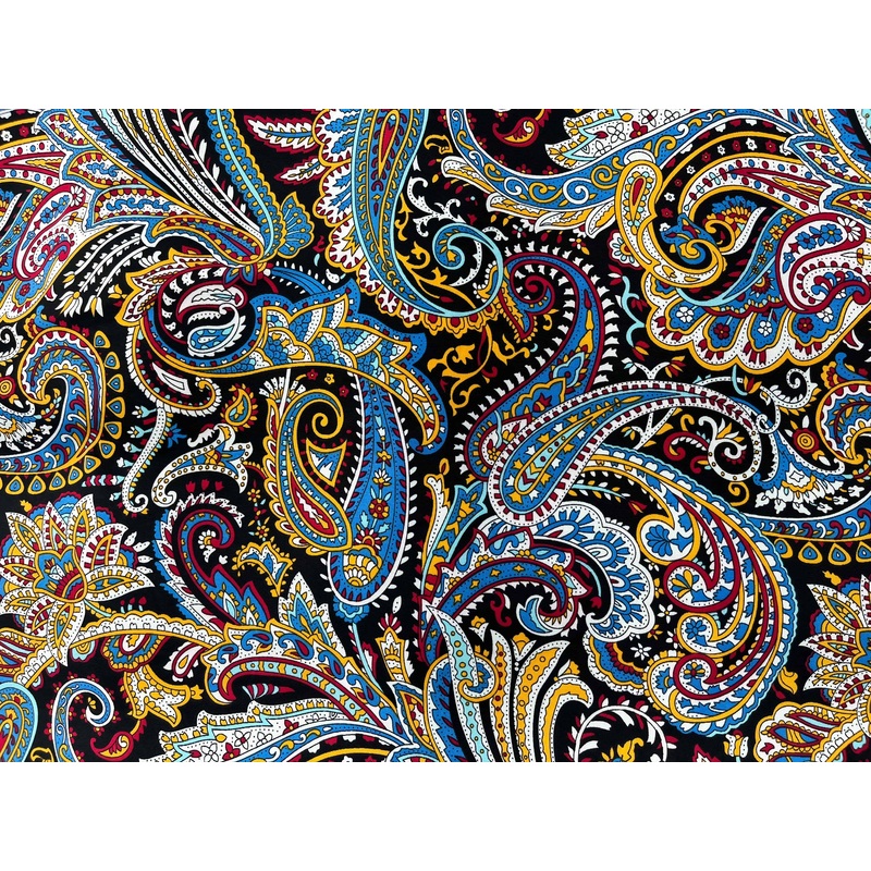 Paisley Fun – Printed Crepe Fabric Black