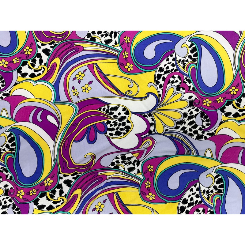 Paisley Printed Jersey Fabric Yellow/Russet