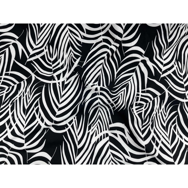 Palm Leaves – Printed Crepe Fabric Black