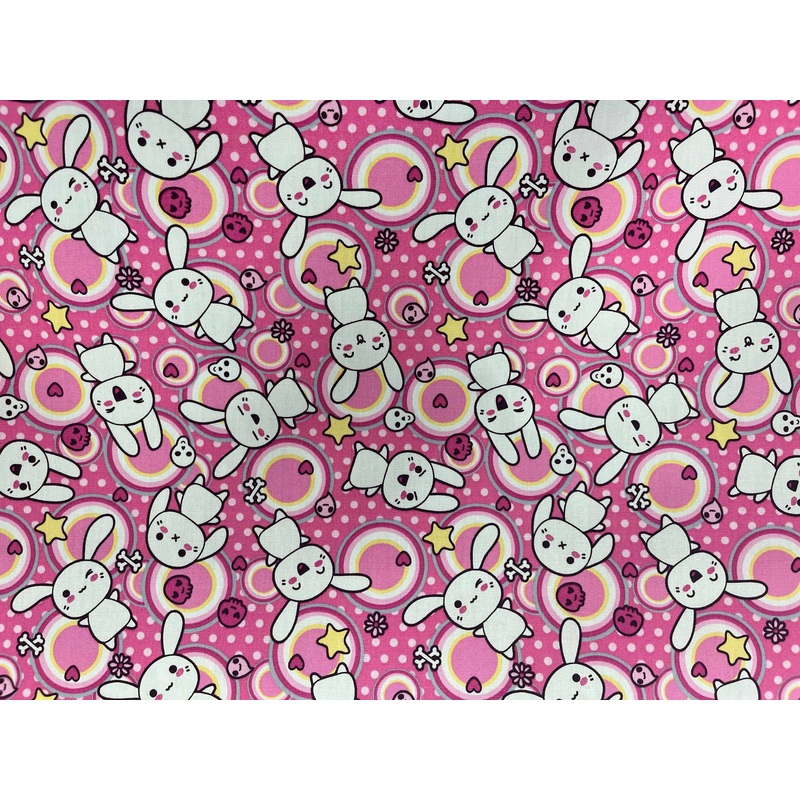 Pink Bunnies  – Cotton Poplin Patchwork Pink