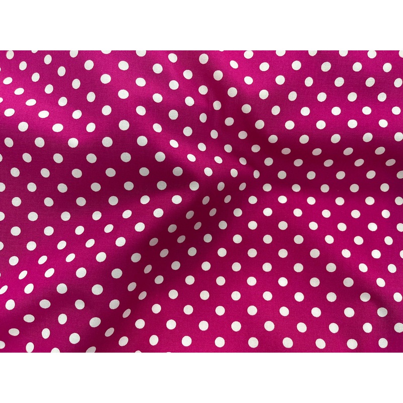 Polka Dots  – Cotton Poplin Patchwork Cerise