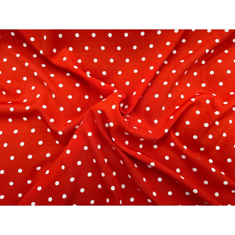 Polka Dots – Printed Crepe Fabric Red