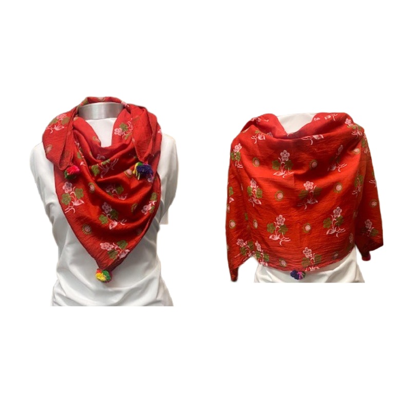 Red –  Ethnic Square Scarf