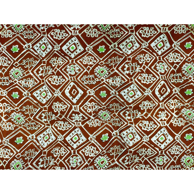 Rust Squares – Clearance Printed Crepe Fabric Rust