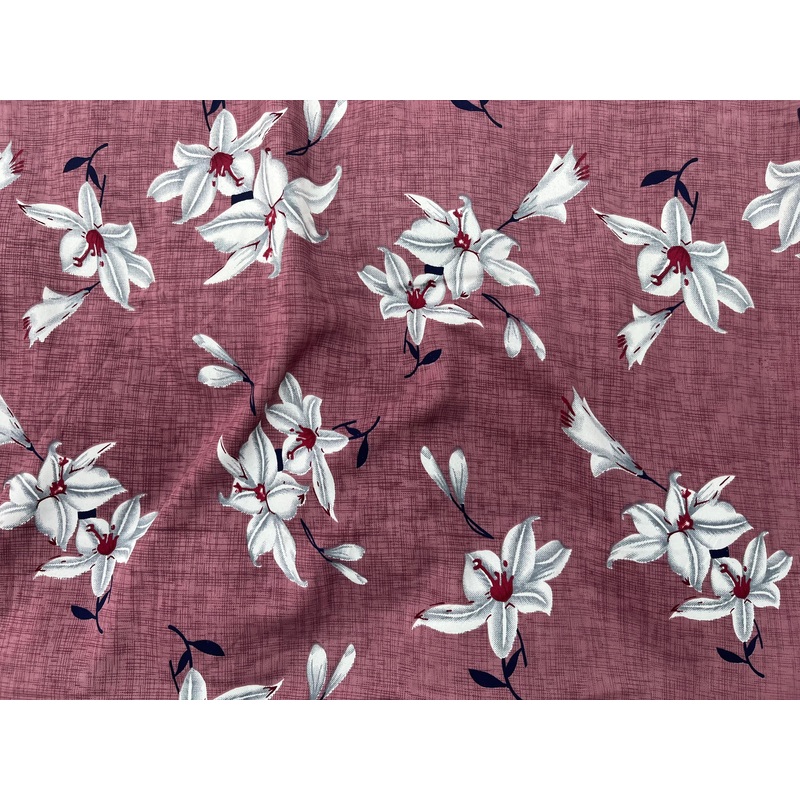 Sketched Lillies – Clearance Printed Crepe Grape