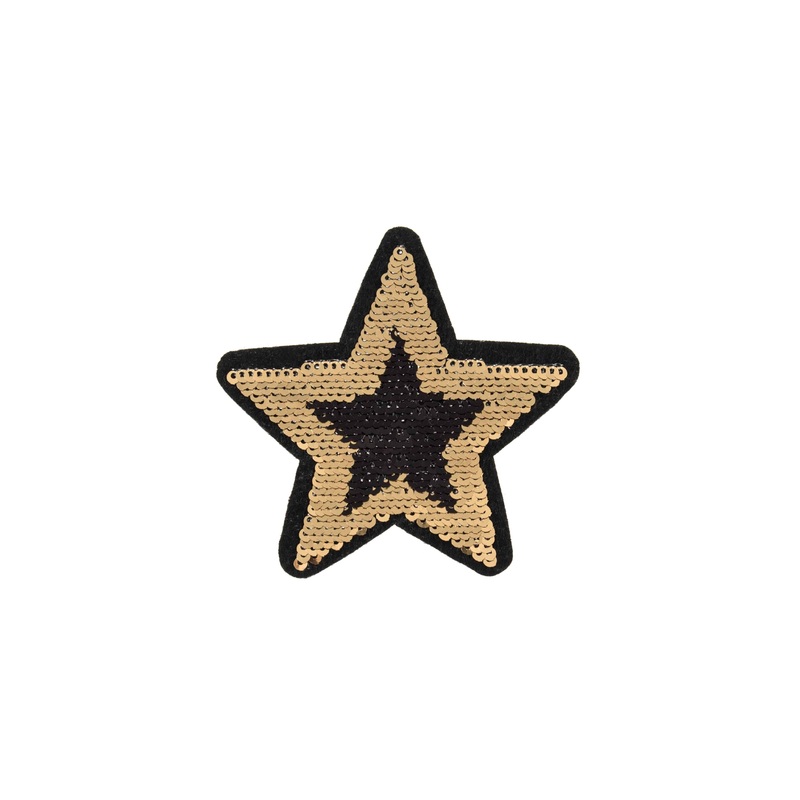 Star Sequin- Iron -On & Sew-On Patch Gold/Black