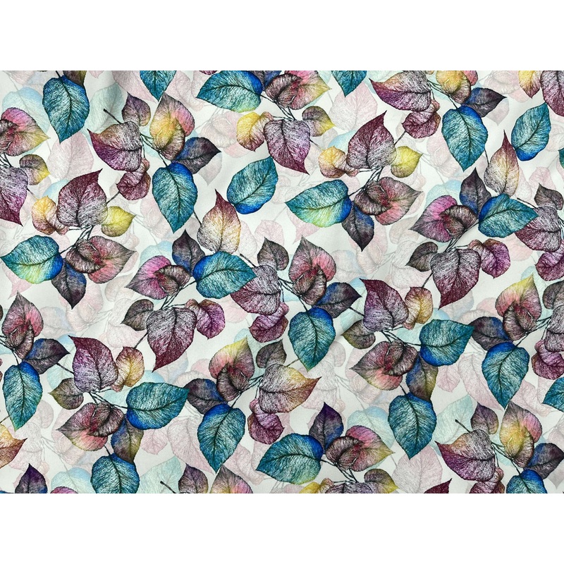 Autumnal Leaf – Printed Peachskin Fabric Multi