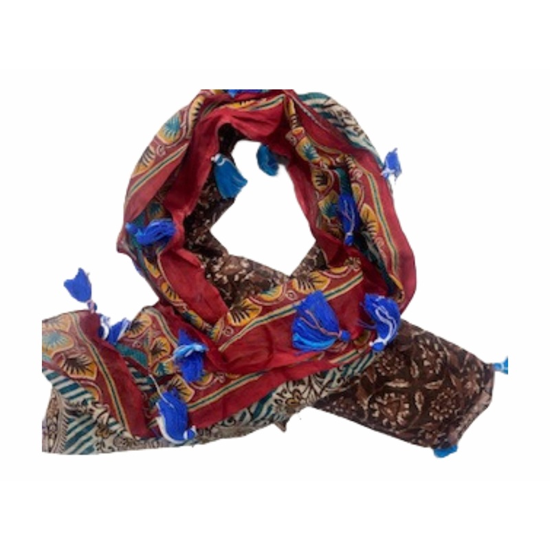 Brown / Paisley Border  –  Ethnic Square Scarf