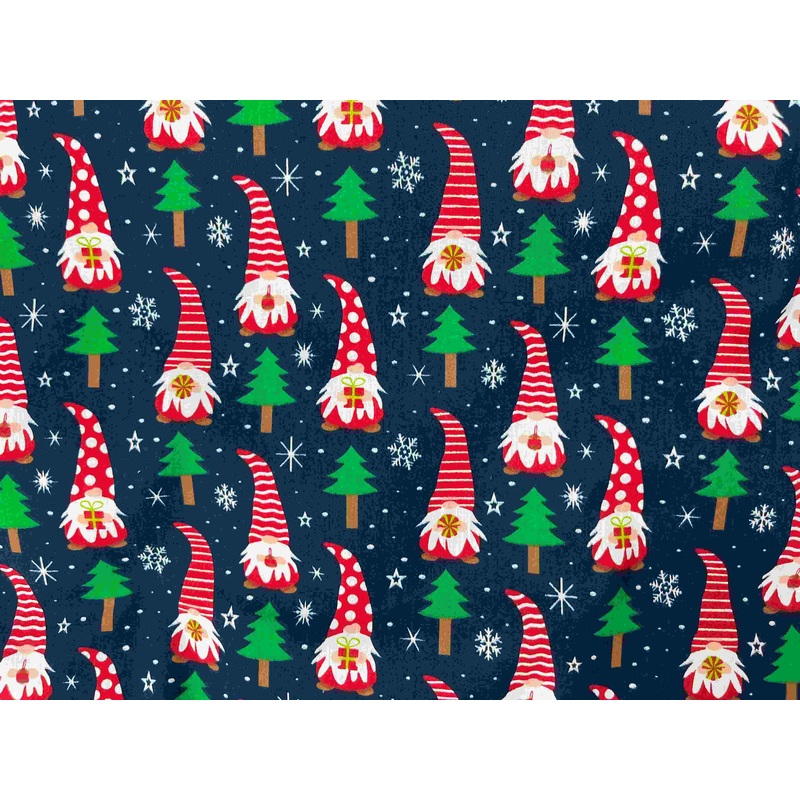 Christmas Dwarf 2 – Poly/Cotton Print Fabric Navy
