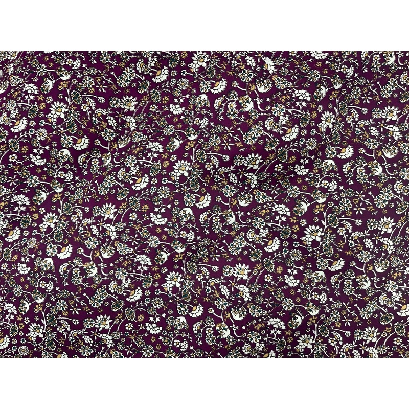 Ditsy Design – Clearance Printed Crepe Fabric Claret