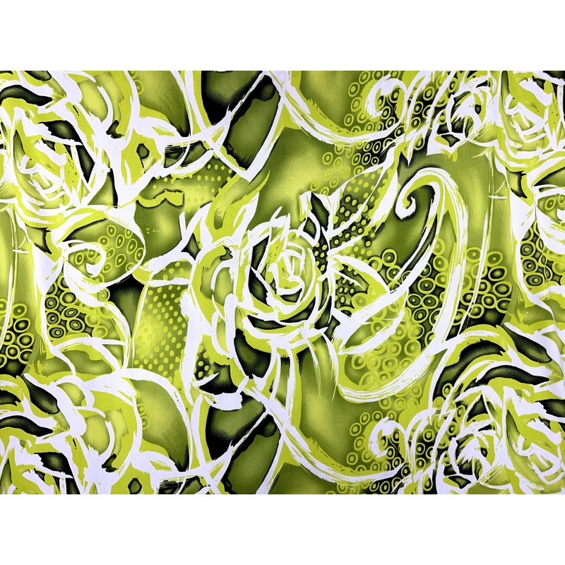 Floral Design Printed Jersey Fabric Lime