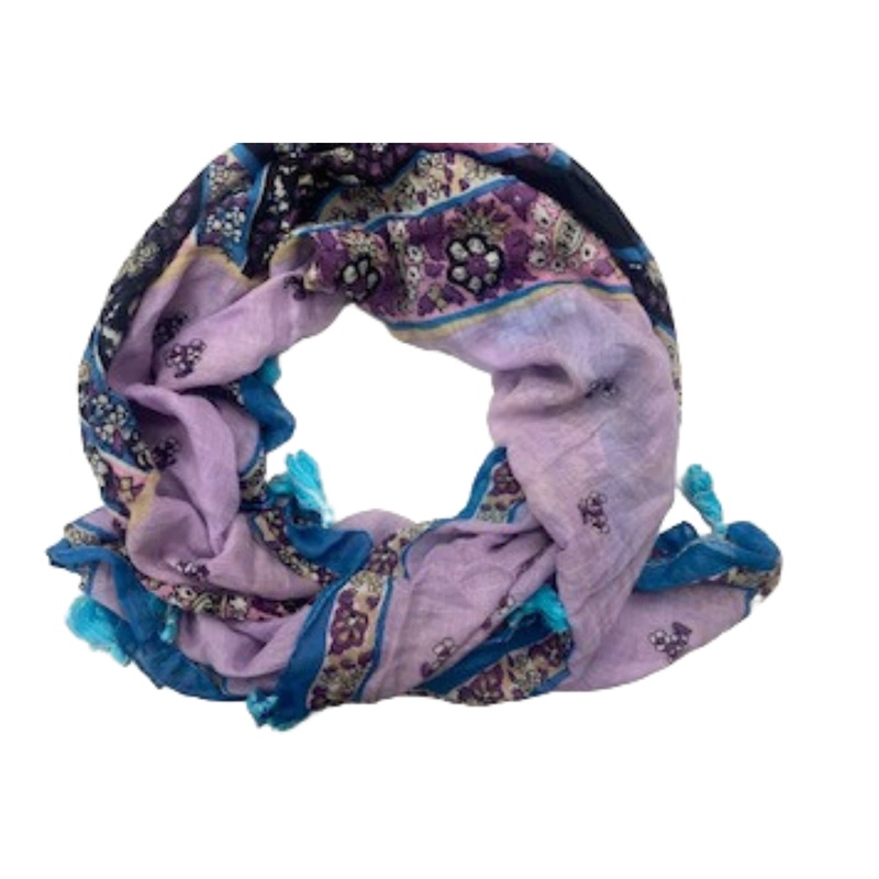 Lilac/Pink Flower –  Ethnic Square Scarf