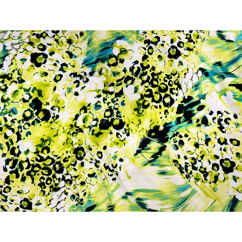 Lime Kingfisher Printed Jersey Fabric Lime/Kingfisher