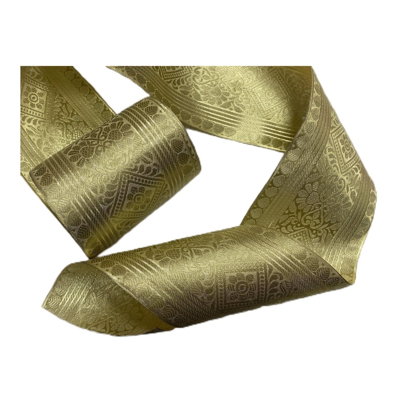 Metallic Jacquard Wide Ribbon – Gold Design 1  (5″ Width) Gold