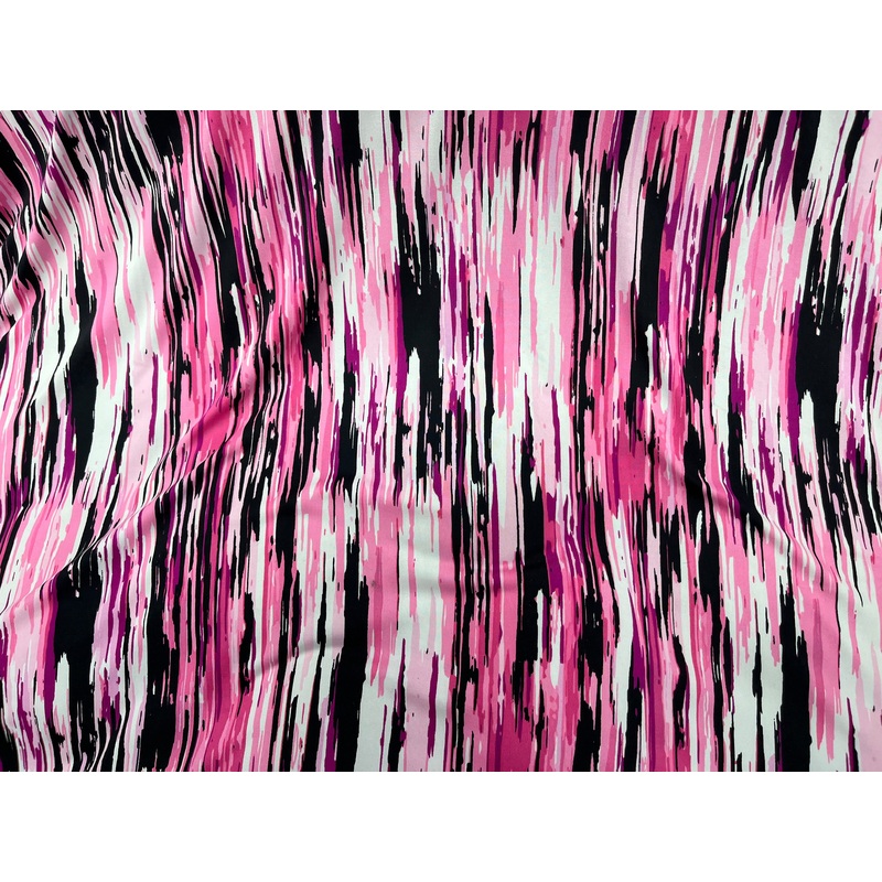 Pink Black Striped Jersey Fabric Pink/Black